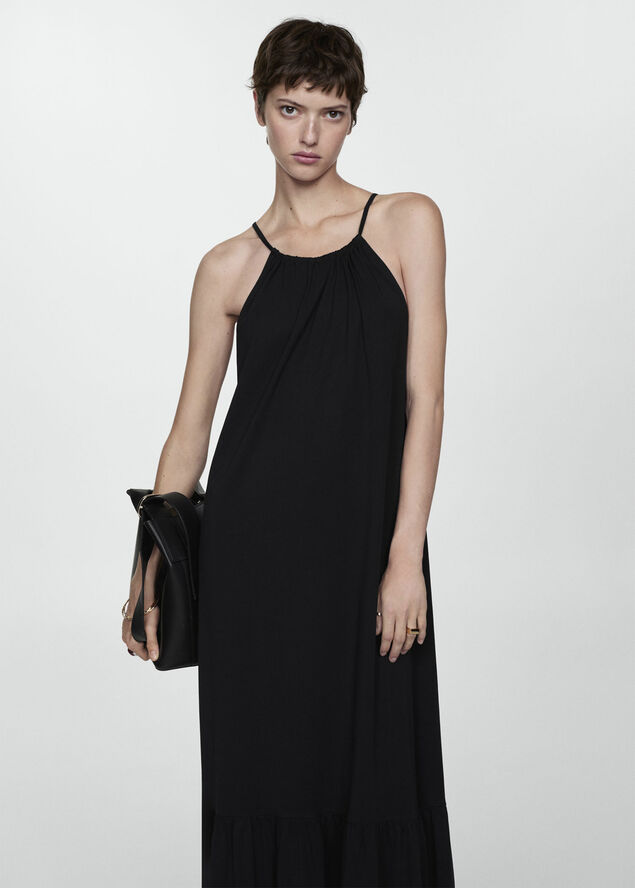 MANGO Long cotton dress Black