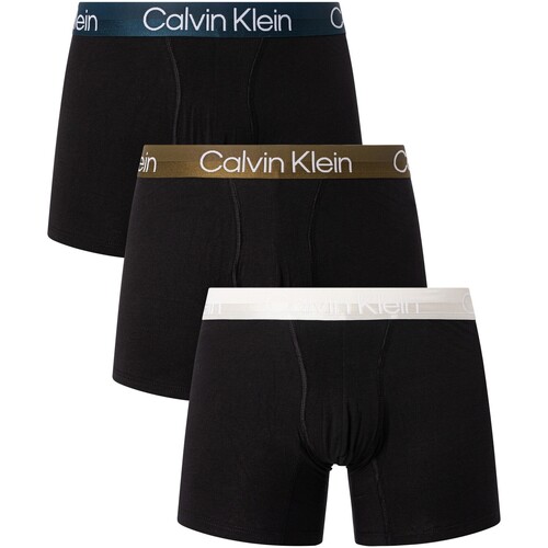 Calvin Klein Jeans - Paquete De 3 Calzoncillos Bóxer De Estructura Moderna Negro