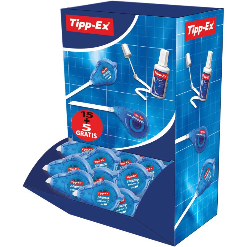 Pack 15 correcteurs à sec Tipp-Ex Easy Refill largeur 5 mm – Longueur 14 m + 5 offerts