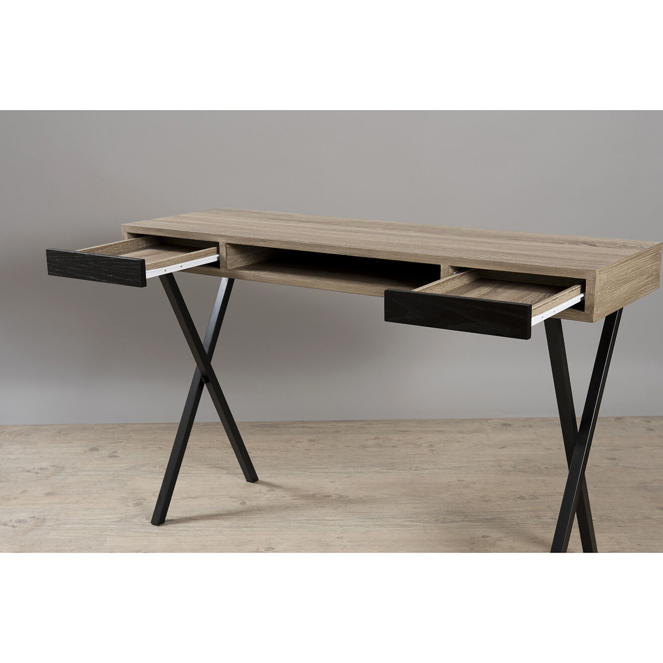 Macabane Bureau pieds croisés marron - 120x40x77.5 cm