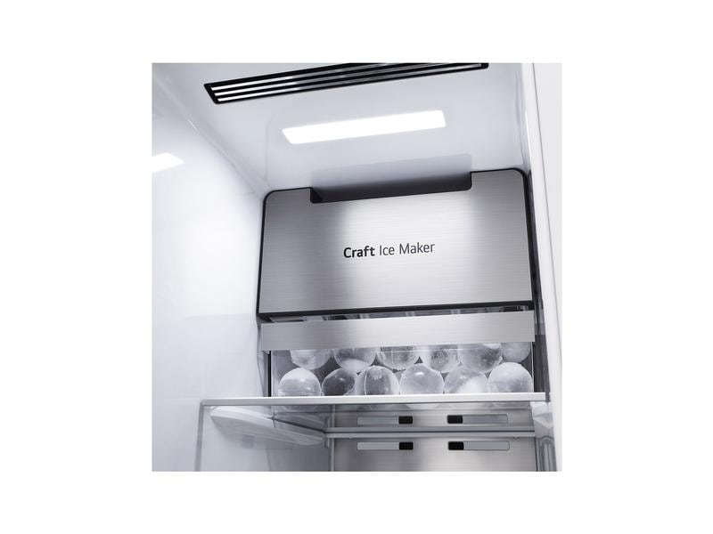 LG Foodcenter GSXV90BSDE Brushed Steel Side by Side Kühlgerät mit Fenster und Innenbeleuchtung