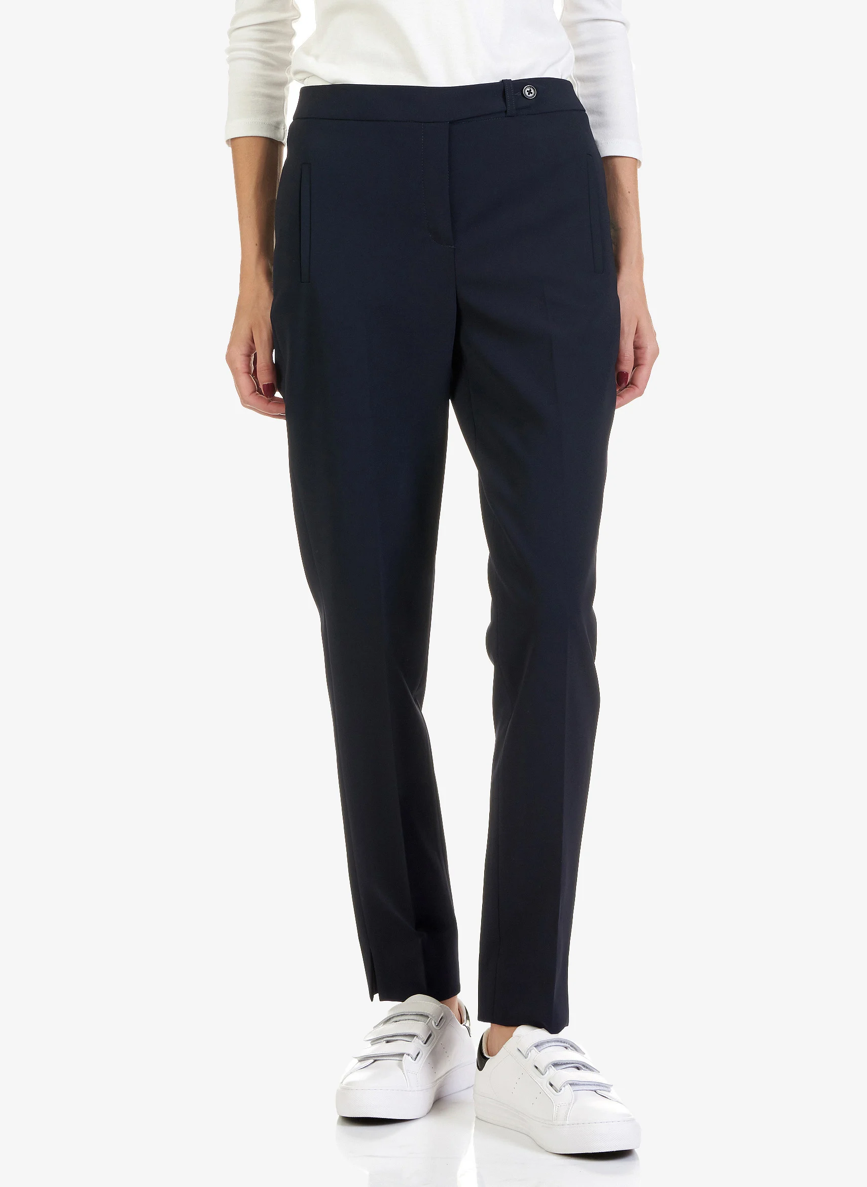 Pantalon slim en crêpe | Bleu