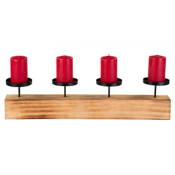 Adventskerzenhalter rechteckig - schwarz/natur - ca. 57 x 9 x 13 cm