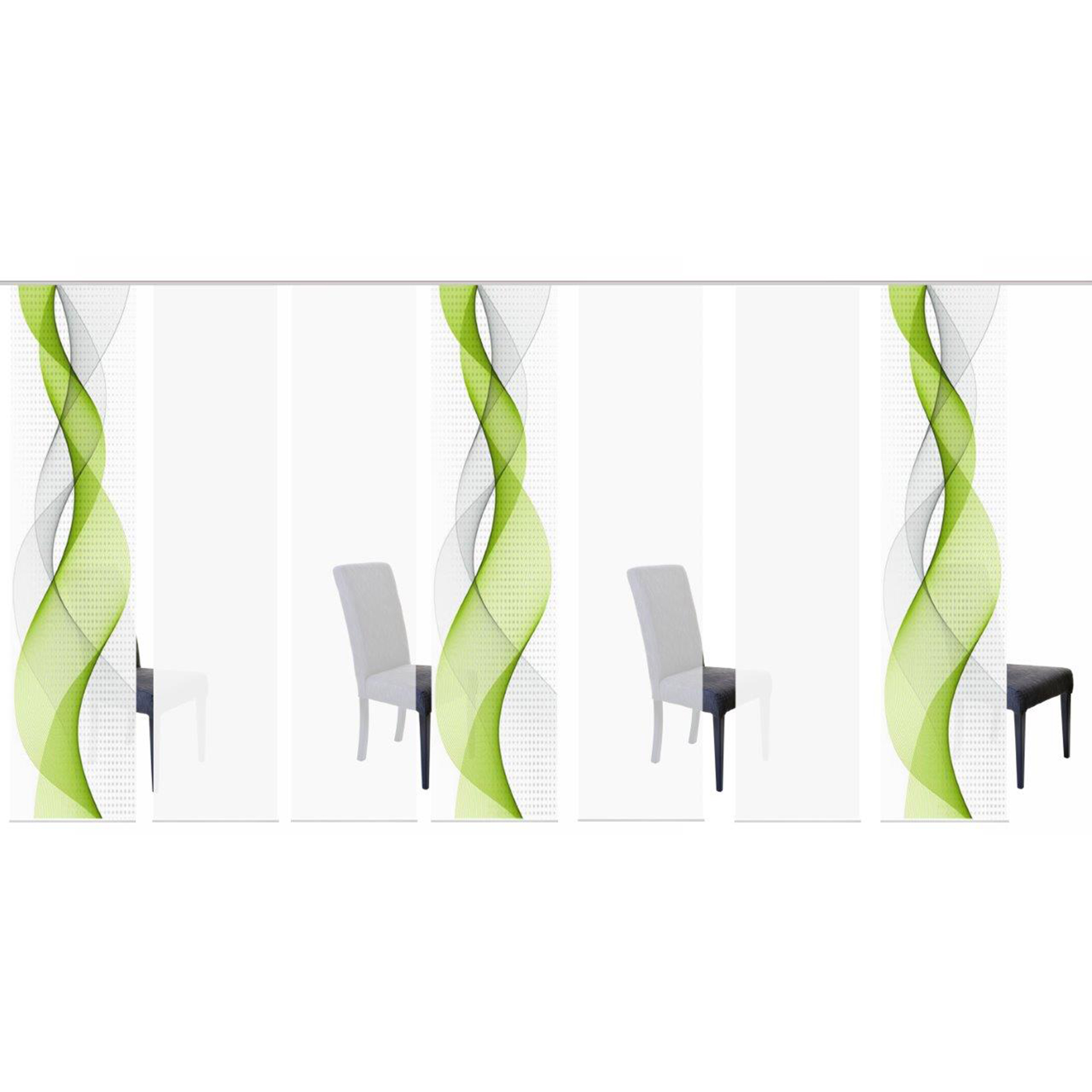 7-teiliges Schiebevorhang-Set OPALIA - apfelgrün - je 60x245 cm