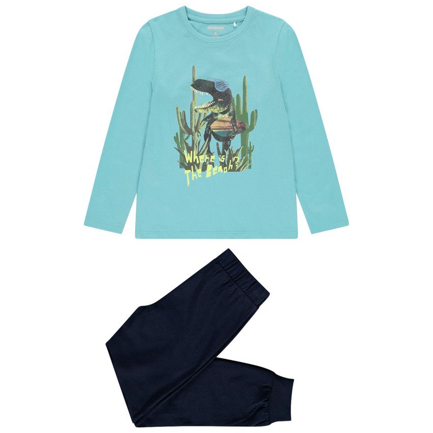 Pyjama en coton bio pour enfant garçon - Bleu moyen