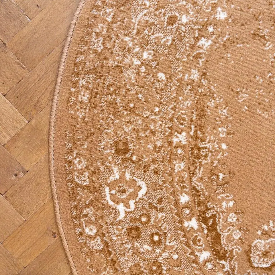 Interieur05 rond vloerkleed Keshan cognac/bruin - 160 x 160 cm