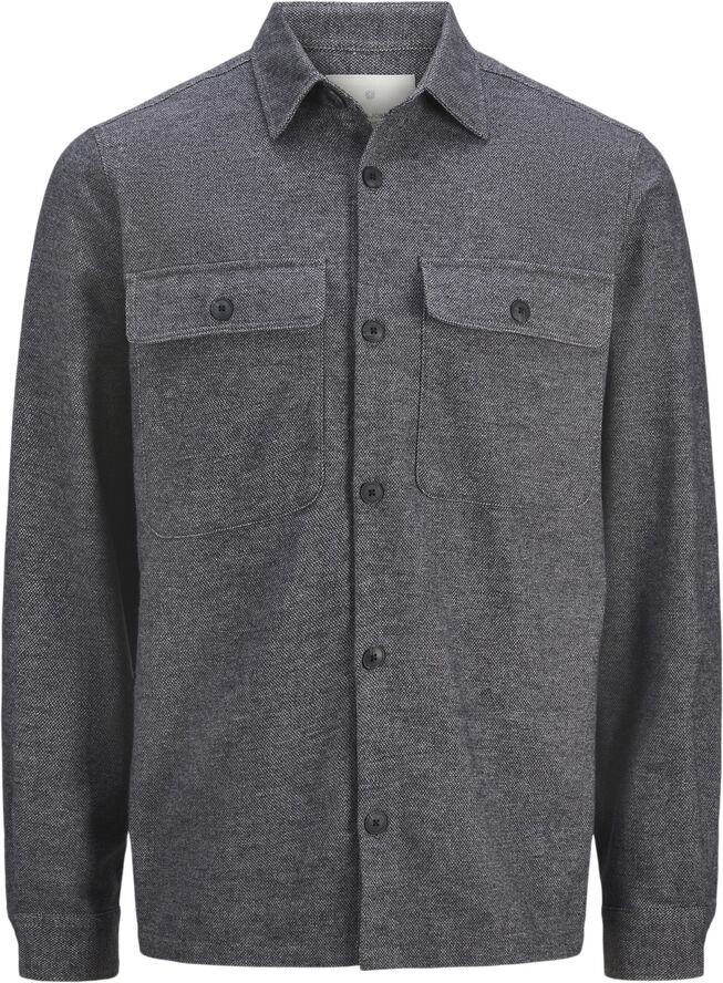 Jack & Jones JPRRAYMOND MELANGE SOLID LS OVERSHI Black oyster/comfort fit