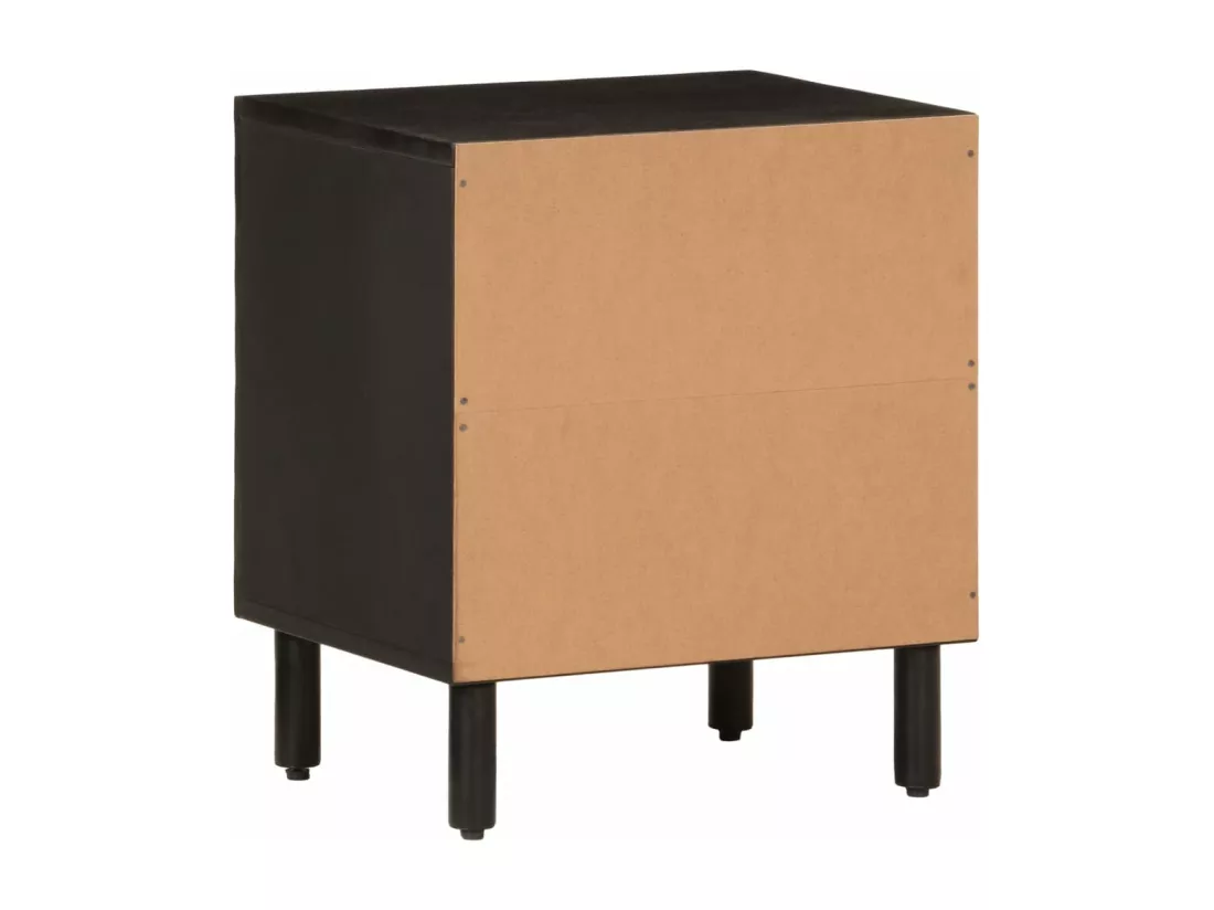 Table de chevet noir 40x33x46 cm bois de manguier solide