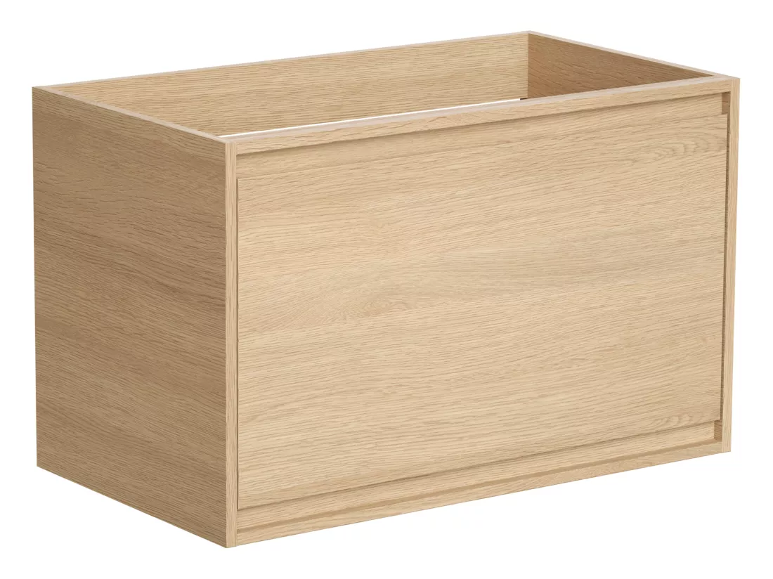 Meuble sous vasque avec tiroir à l'anglaise - Placage chêne - 80 cm - MESLIVA