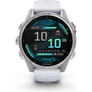 Montre connectée Garmin fenix 8 AMOLED 43mm Acier Silver avec bracelet blanc