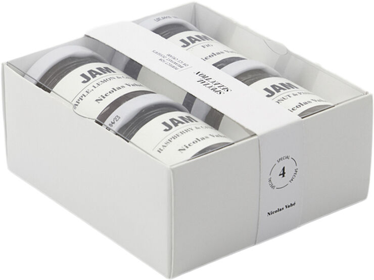 Nicolas Vahé Jam, 4 x 40 g. , Raspberry & Ginger, Passion & Coconut, Apple