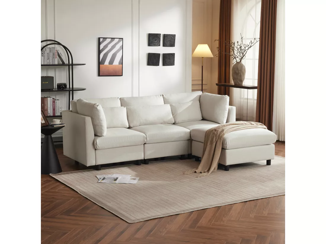 Canapé Moderne，mobilier Rembourré，canapé D'angle Avec Pouf，canapé L-forme