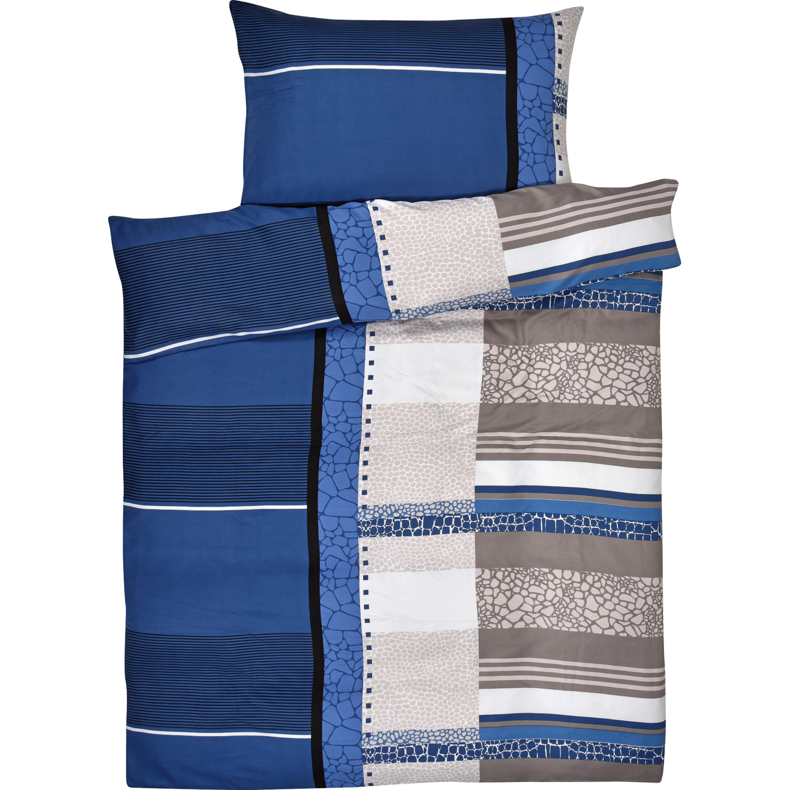 Bettwäsche Muster blau 200x210 2x65x65 Bettanzug Fra