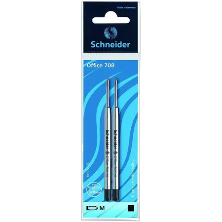 Schneider Kugelschreibermine Office 708, dokumentenecht, M, schwarz, 2er SB-Beutel