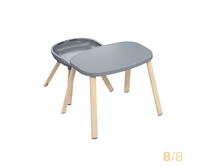 Moa 8-in-1 Hochstuhl 6 M - 5 Y   0 - 20 kg    8 verschiedene Möglichkeiten |    Stilvolles, langlebiges Design |    Leicht abzuwischen und zu reinigen |    Einfach zu installieren und anzupassen |