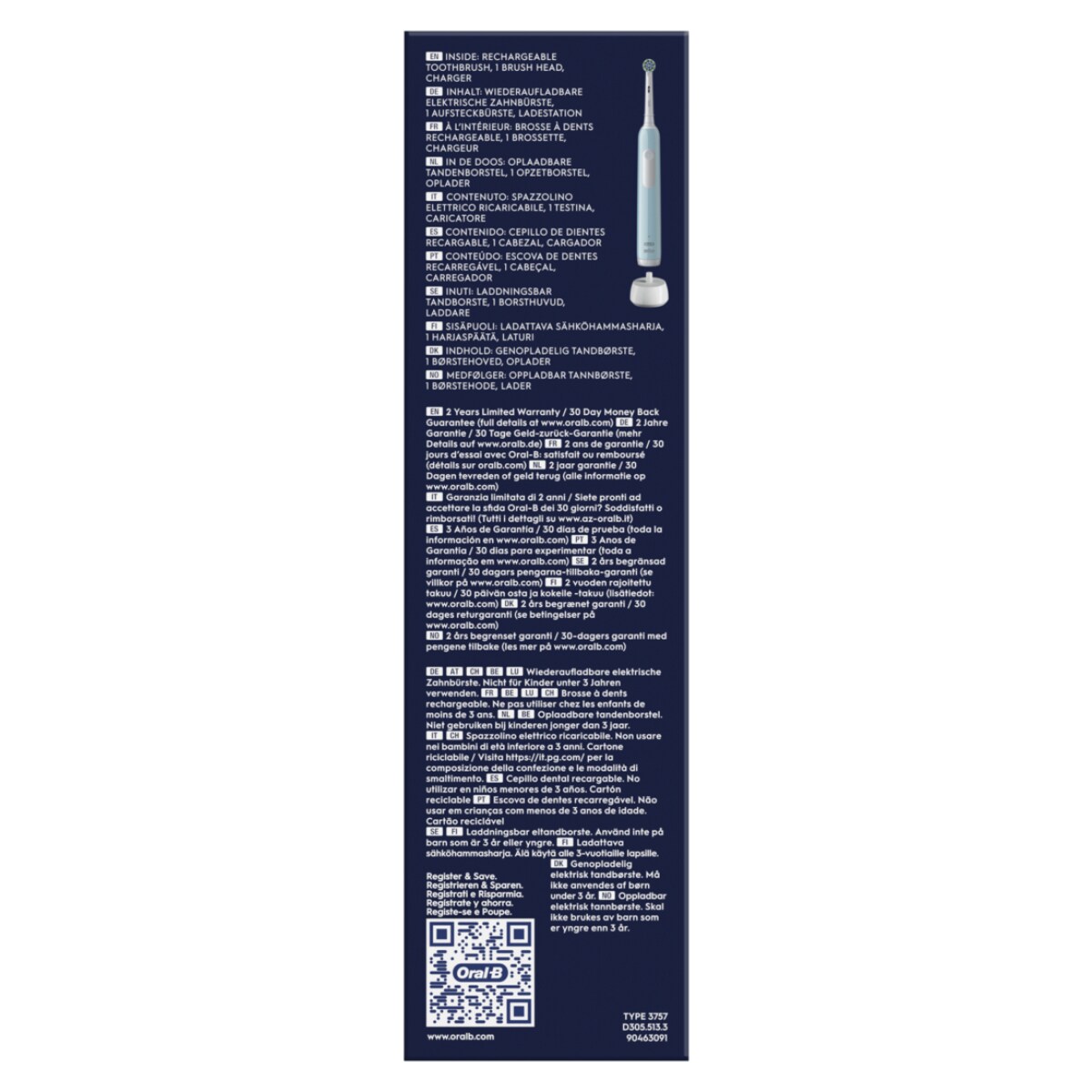 Oral-B Pro 1 Cross Action Caribbean Blue Elektrische Zahnbürste