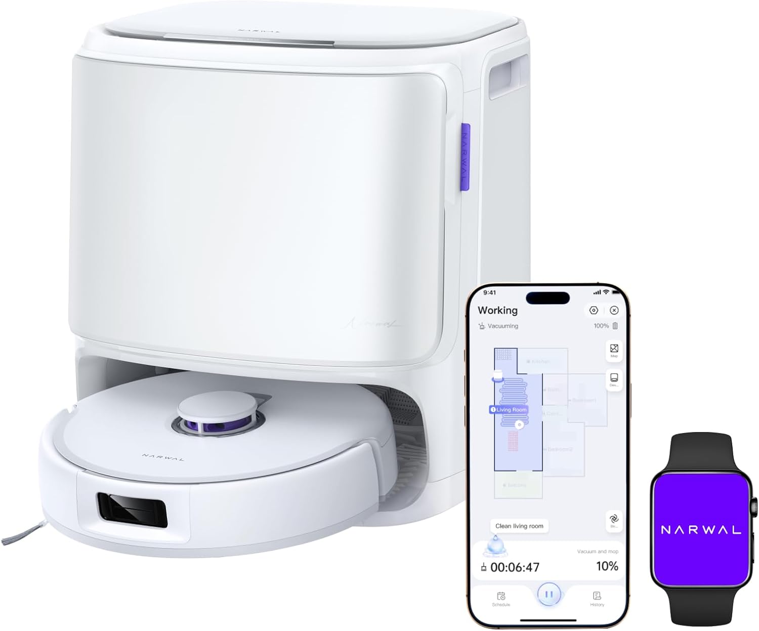 NARWAL Freo X10 Pro Saugroboter mit Wischfunktion, 11.000 Pa, DualFlow Tangle-Free, Selbstreinigung und Trocknung,8N Druck Breiterer Wischmopp, LiDAR-Navigation, 220Min Laufzeit, für Teppich,Tierhaare