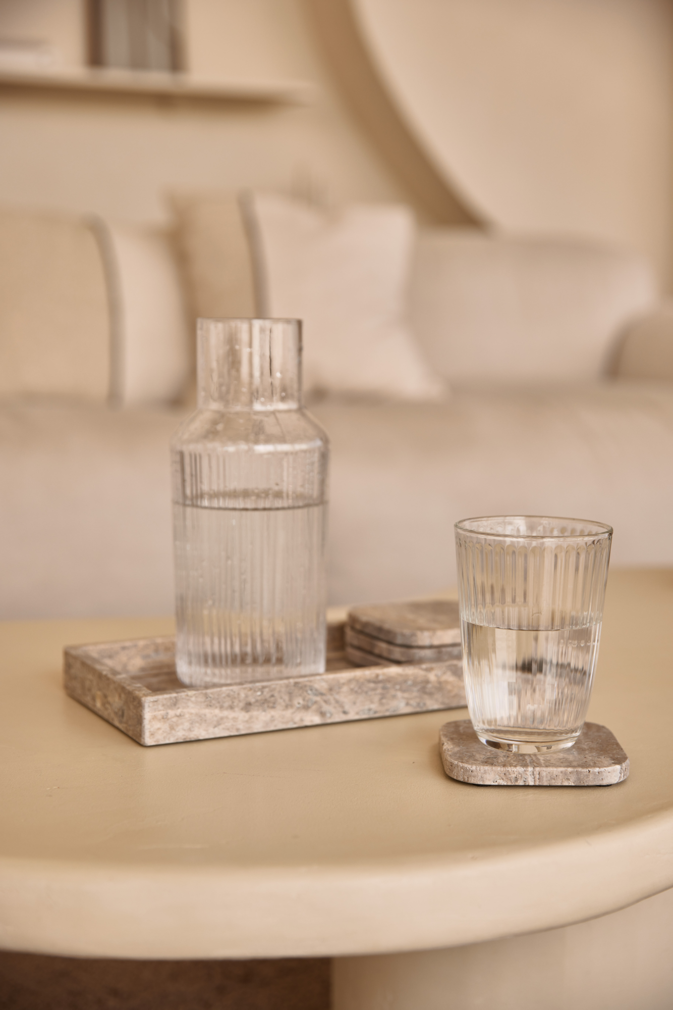 Onderzetter Organische Titanium travertine - set van 4