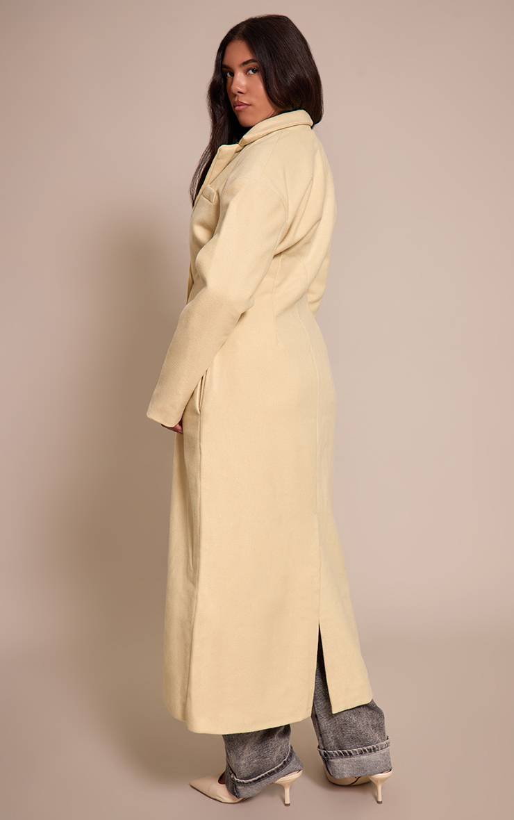 Butter Yellow Manteau Blazer Long Cinché À La Taille Effet Laine Shape