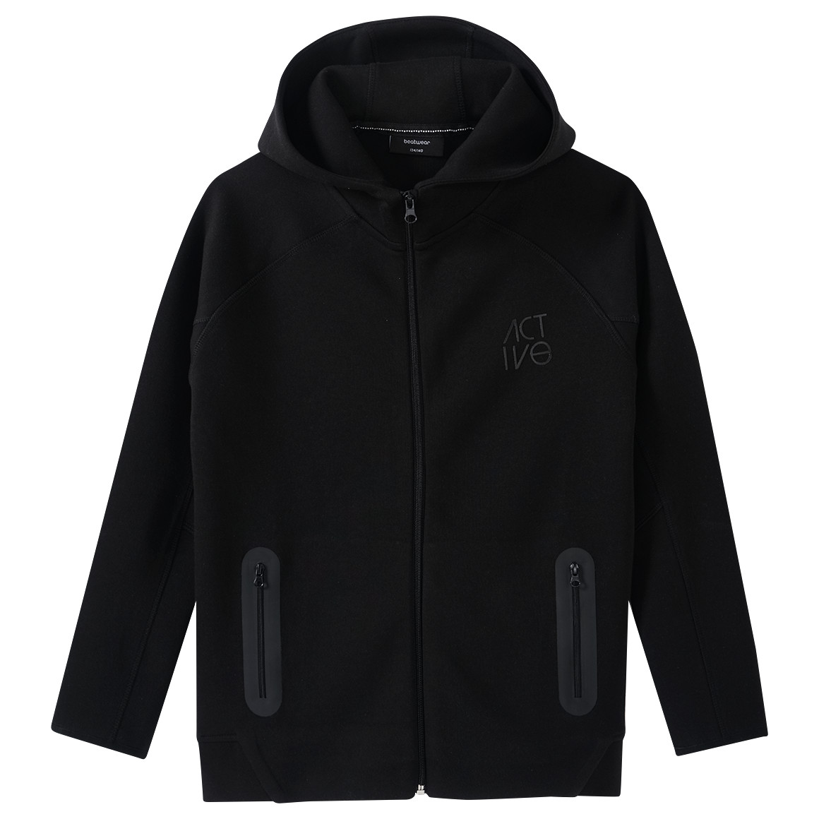 Beatwear Jungen Sport-Sweatjacke mit Kapuze schwarz