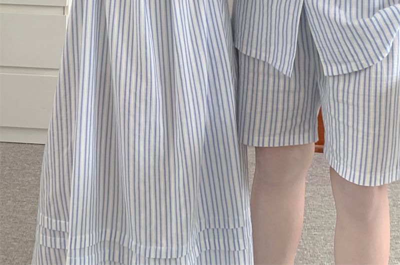Tanee - Bijpassende gestreepte pyjamajurk / shorts / top / set voor koppels