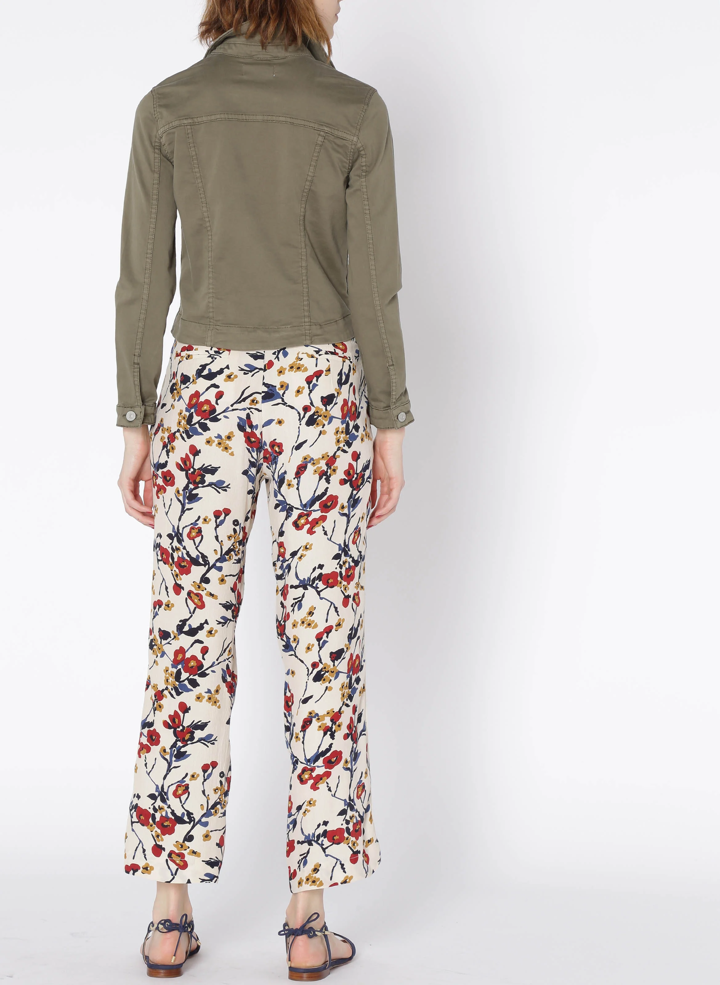 LILLY - Veste col classique en coton stretch | Vert