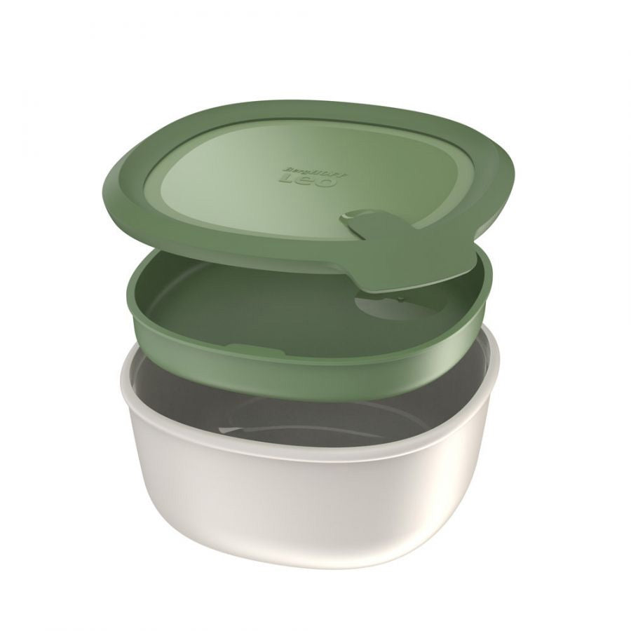 Lunchset met bestek, Wit|Groen - Polypropyleen - BergHOFF|Leo Line