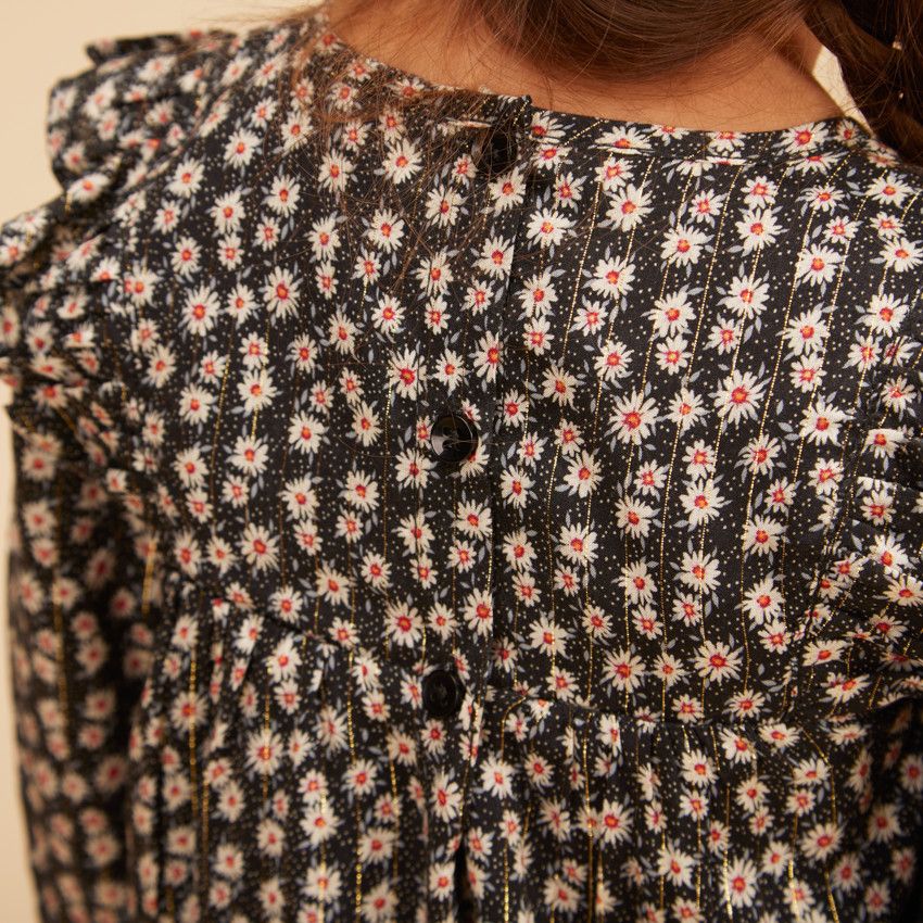 Robe manches longues imprimé fleuri pour bébé fille - Noir