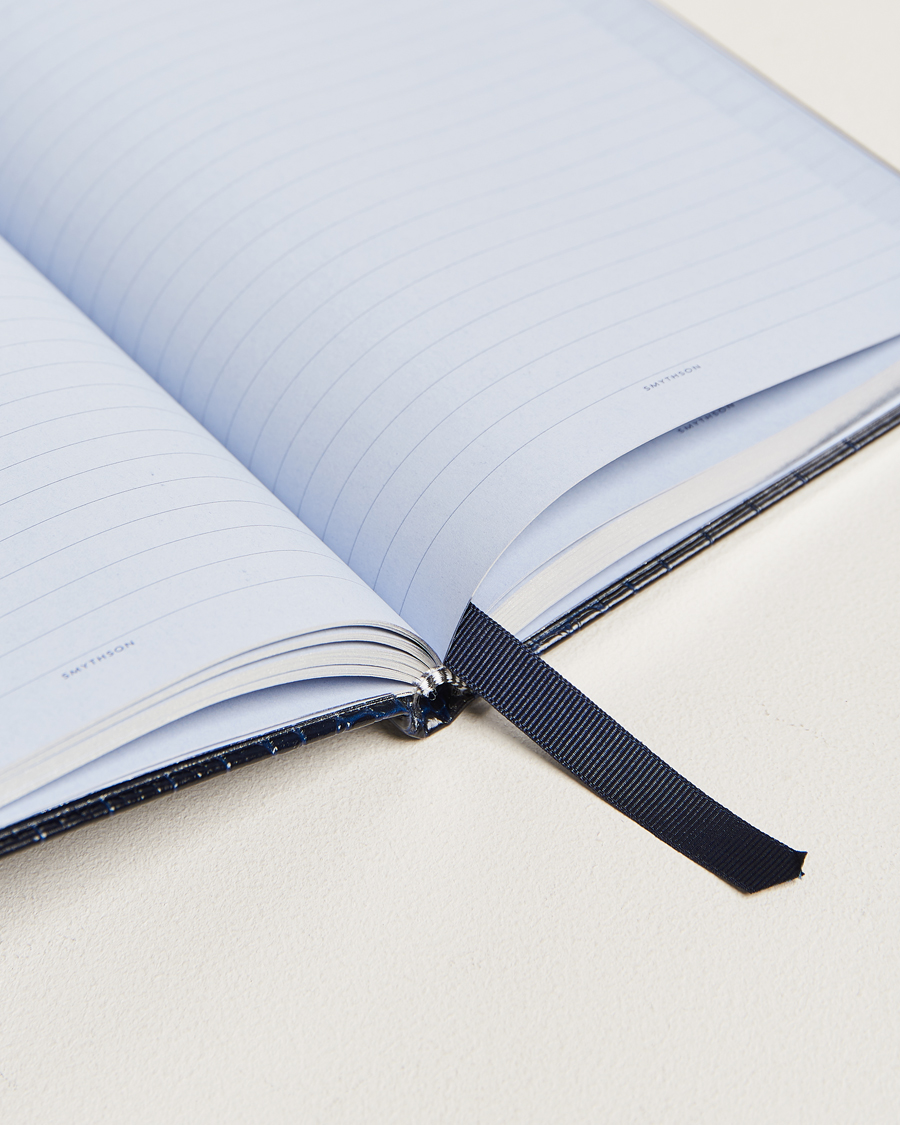 Smythson Mara Leather Notebook Navy