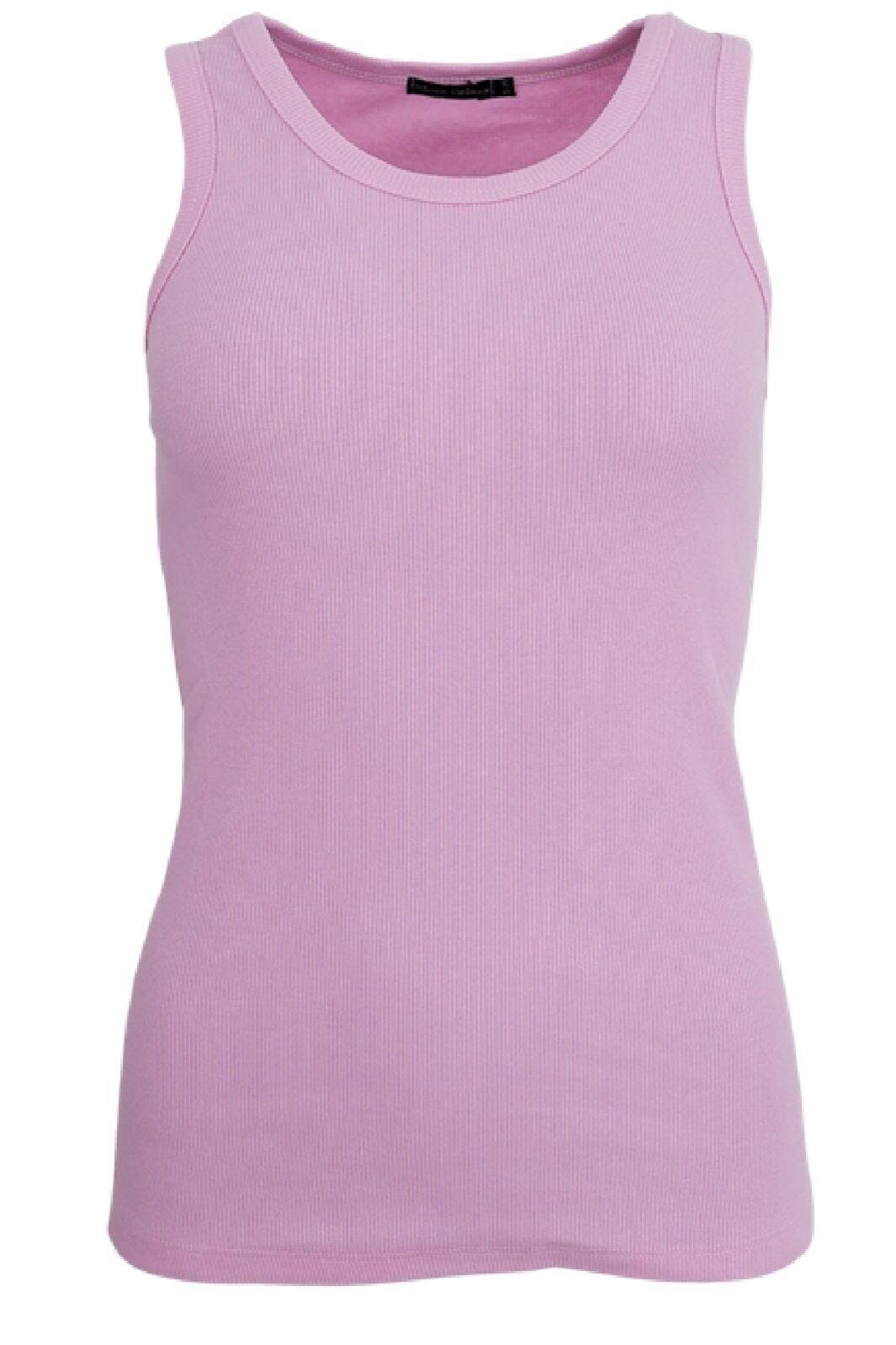 Black Colour Bcena Rib Tank Top rose