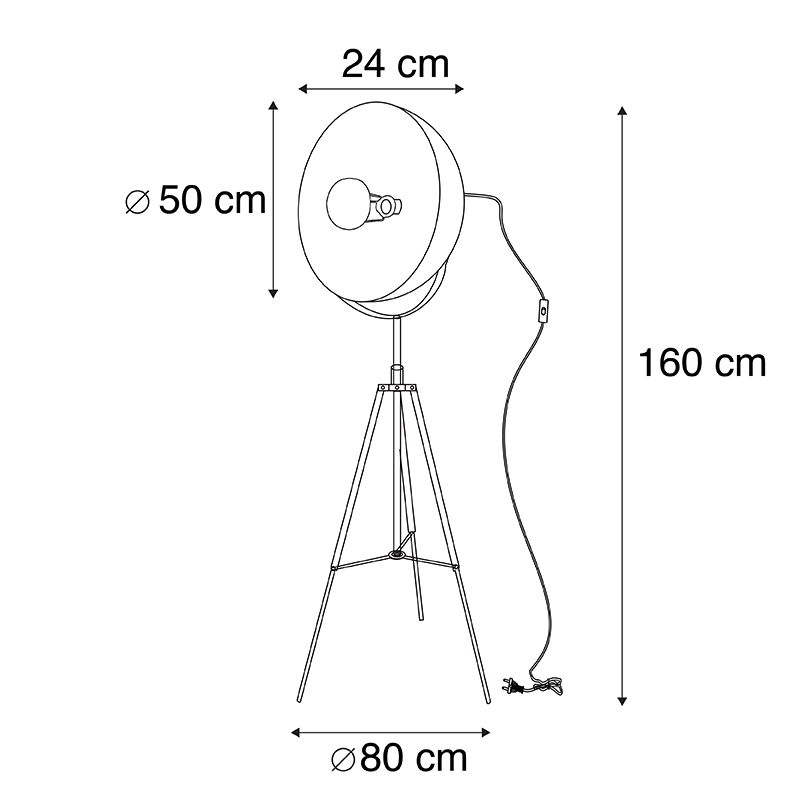 Industriële smart vloerlamp zwart tripod incl. WiFi A60 - Magna 50 Eglip