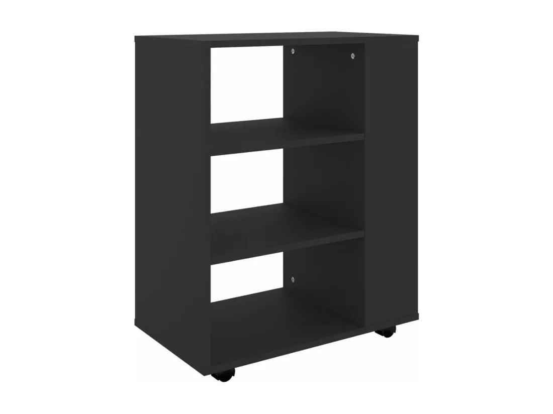 Armoire à roulettes Noir 60x35x75 cm Bois d’ingénierie