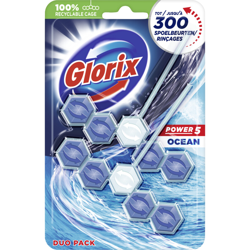 Glorix Power5 ocean duo pack wc-blok 2-pack