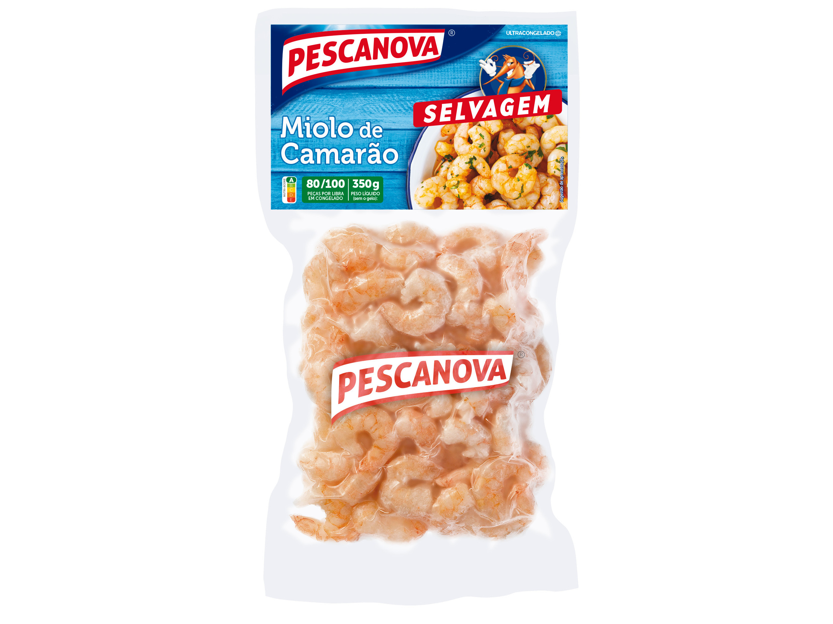 MIOLO CAMARÃO PESCANOVA SELVAGEM 80/100 350G