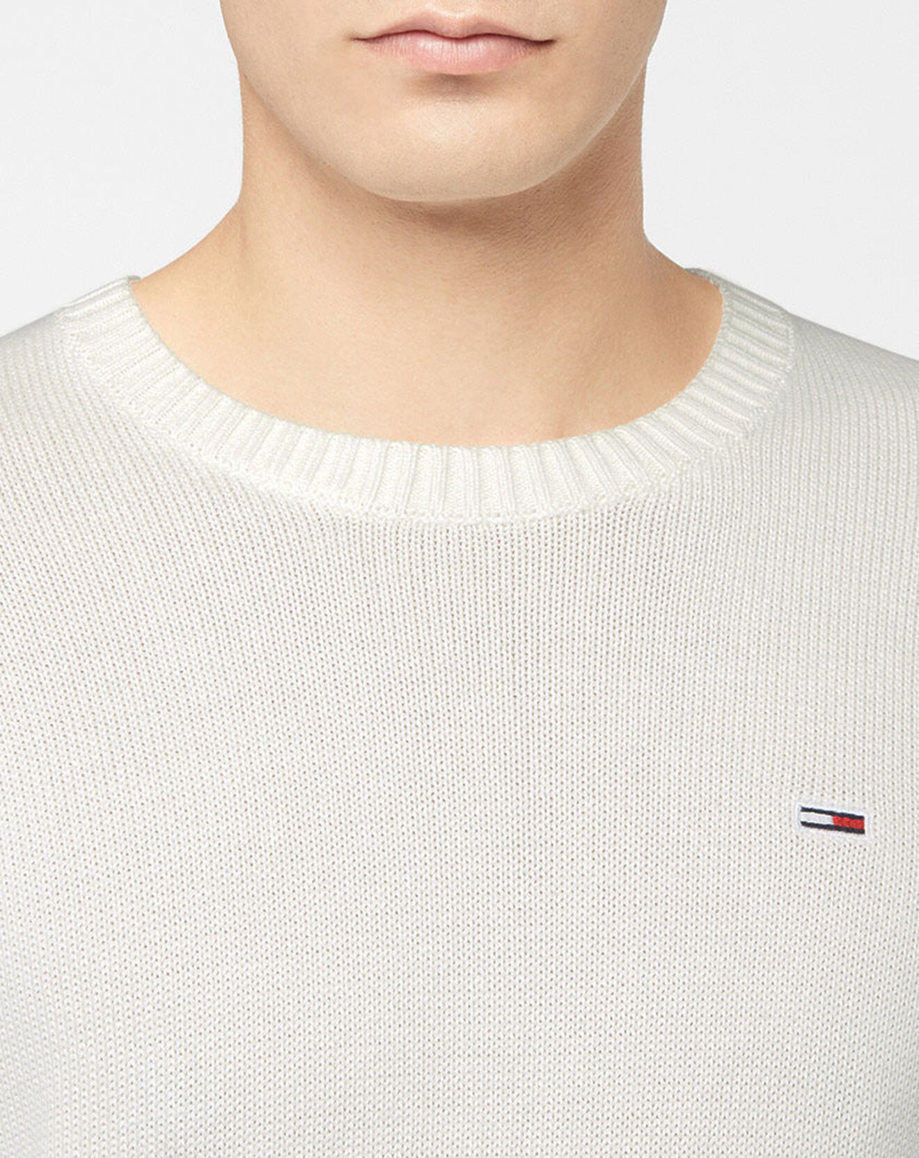 Tommy Jeans Pull Essential Mini Flag écru