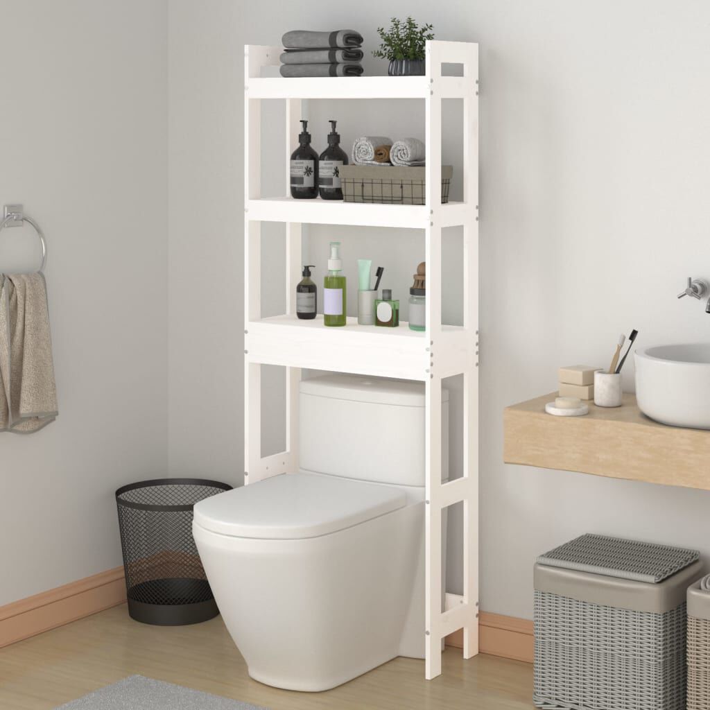 vidaXL Badkamerplank Wit 63x26x171 cm Massief grenenhout
