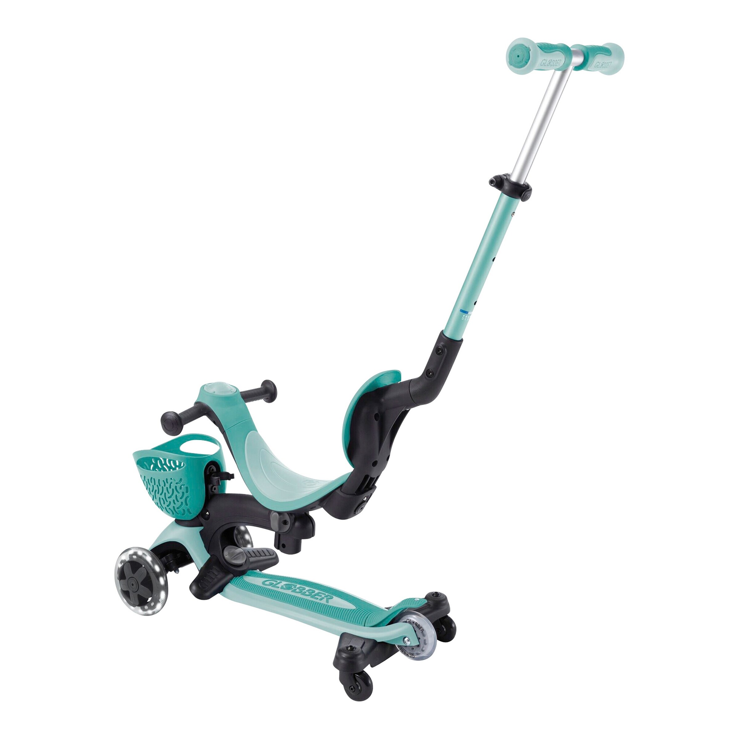 Globber Scooter 3in1 Go-Up Baby 360 mit Leuchtrollen und Leuchtmodul mint