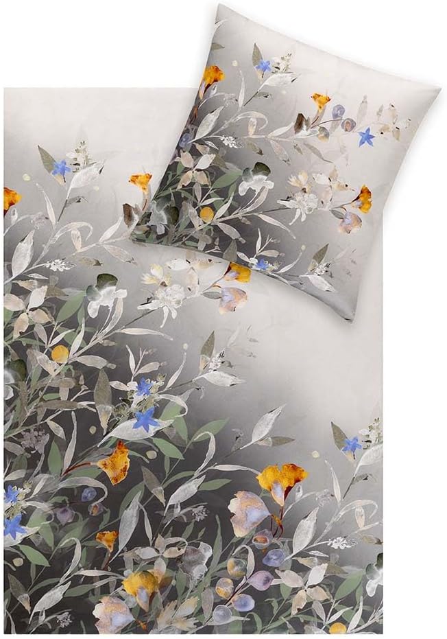 ESTELLA Bettwäsche Celia Salbei - Mako Satin - 100% Bio Baumwolle (1 x 80x80 + 1 x 155x220 cm)