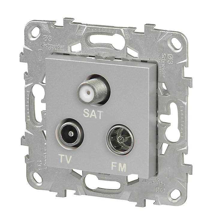 Mécanisme prise TV-FM-SAT Schneider Electric Unica Déco aluminium