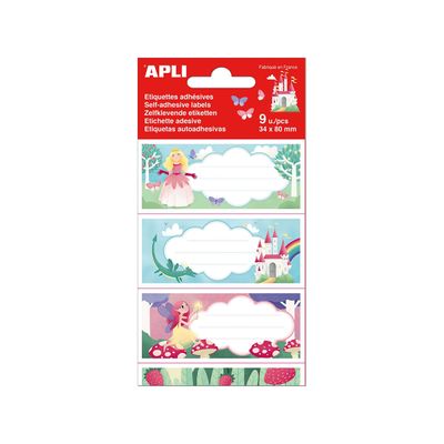 Apli Princesses - 9 Étiquettes scolaires - 36 x 81 mm
