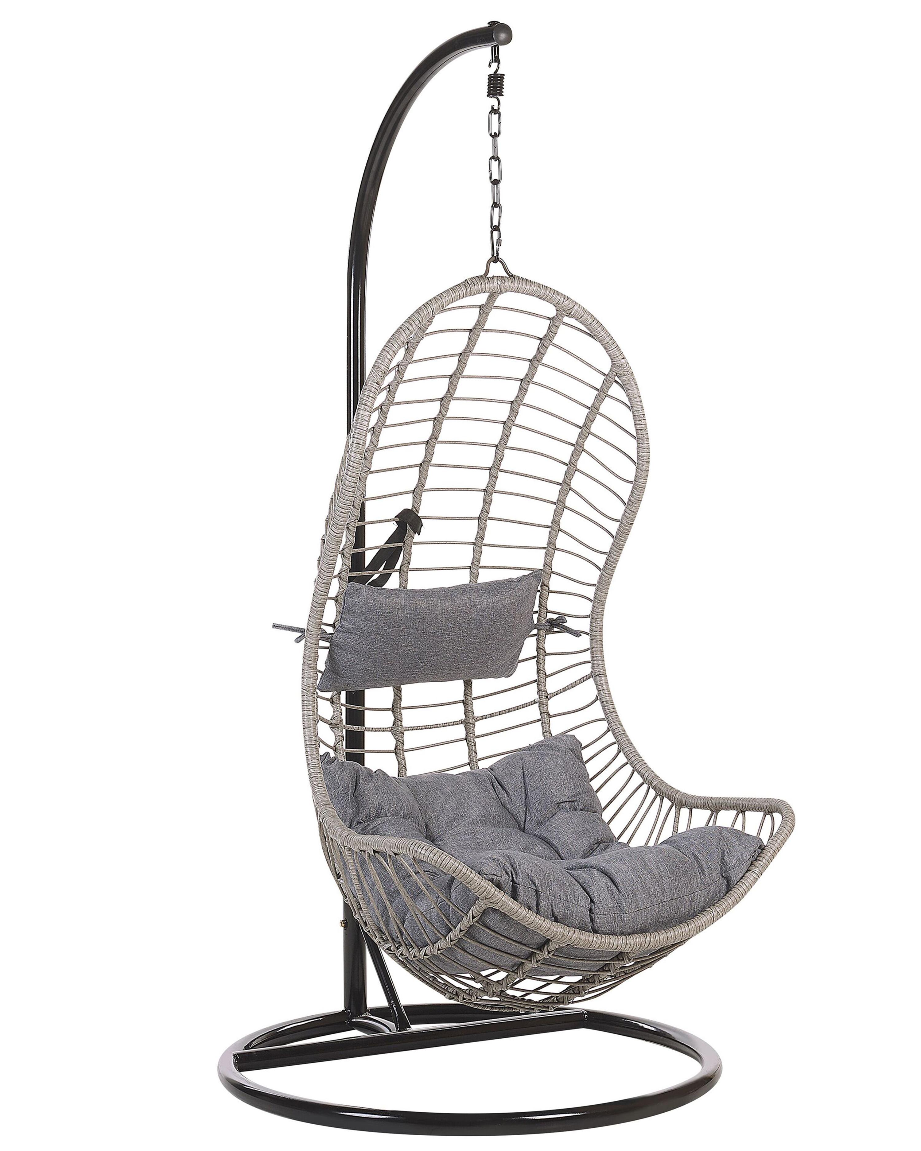 Hangstoel met standaard PINETO PE rotan Grijs