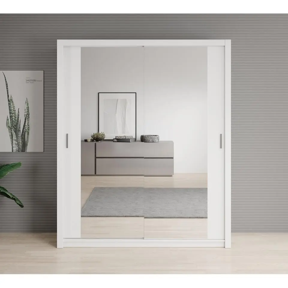 Meubella - Kledingkast Blake - Wit - 180 cm - Met spiegel