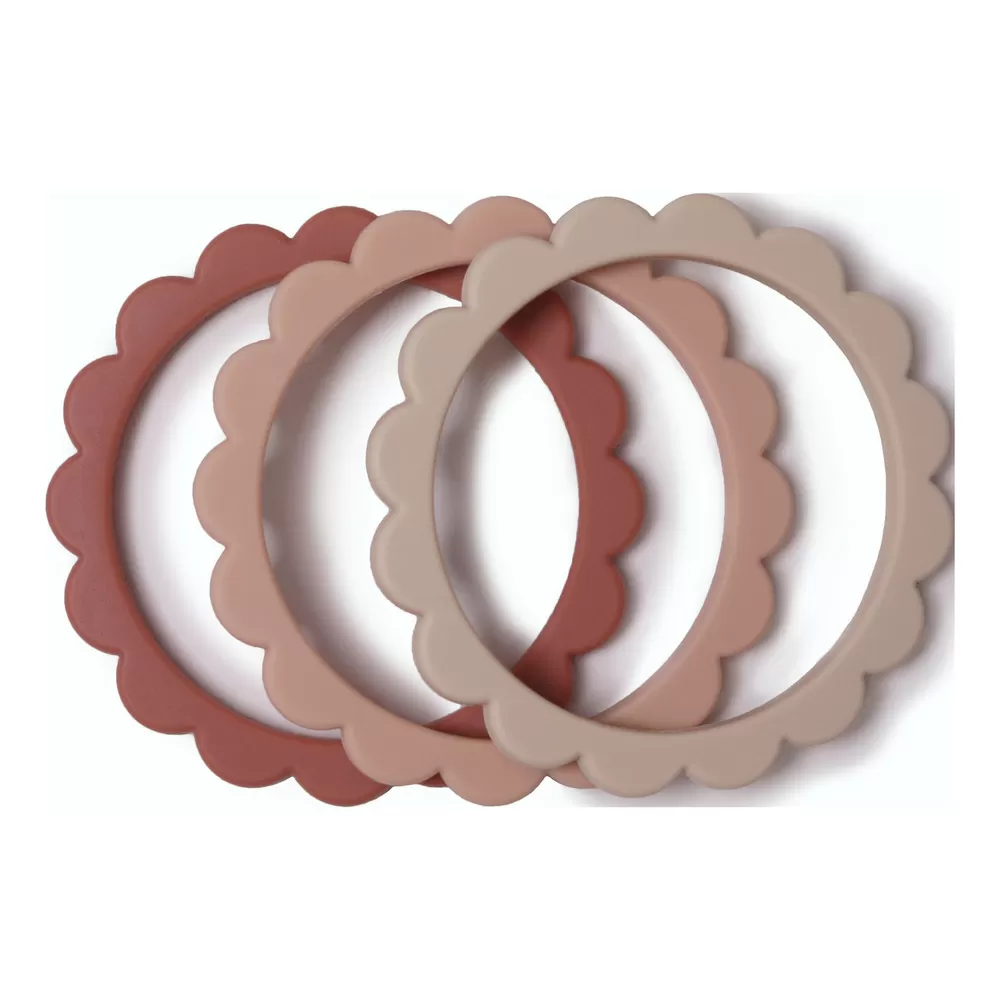 Mushie Blomster Bidering (Rose/Blush/Shifting Sand) - 3 stk.