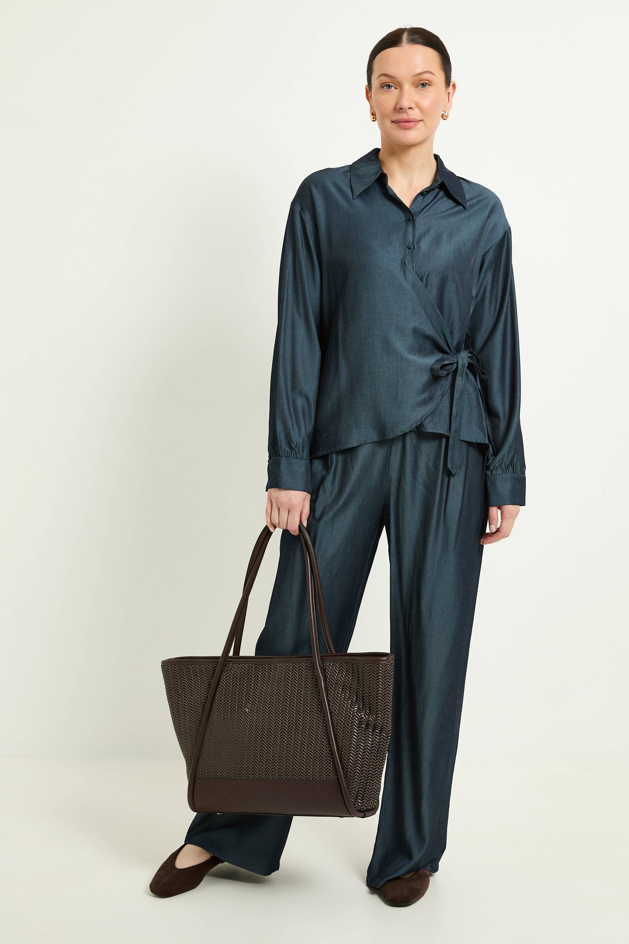 Wallis Ensemble Coordonné Pantalon Large Aspect Denim