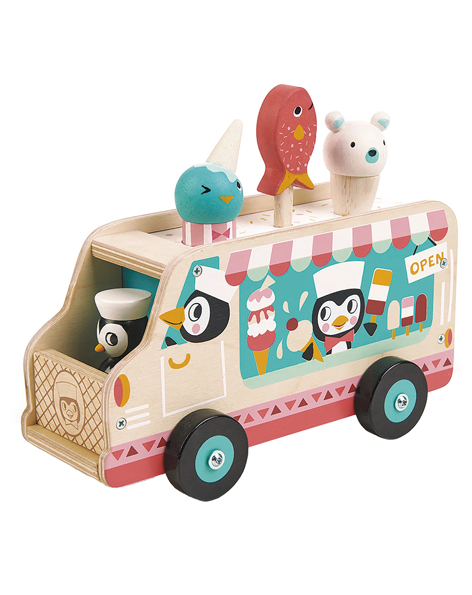 Rollenspiel EISWAGEN - PINGUIN 6-teilig aus Holz