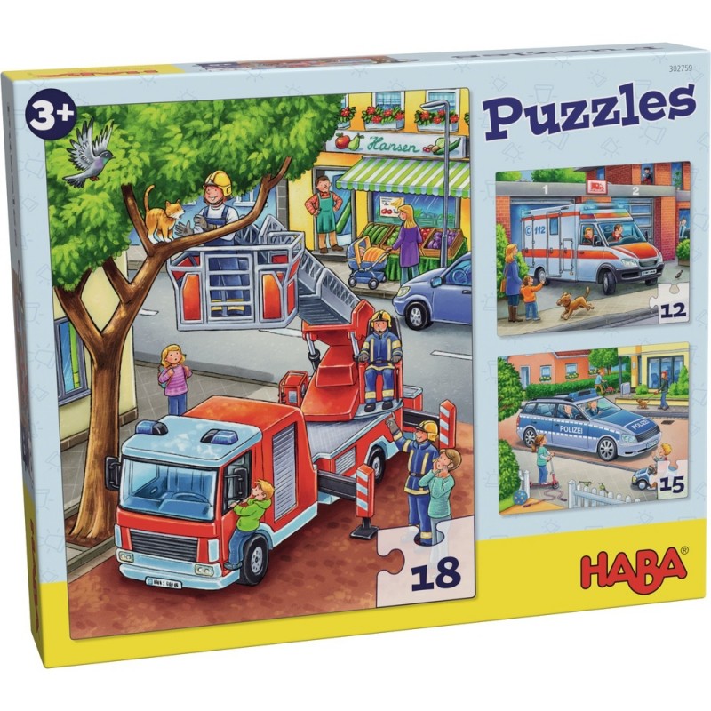 3 Puzzles - Pompiers, police et ambulance
