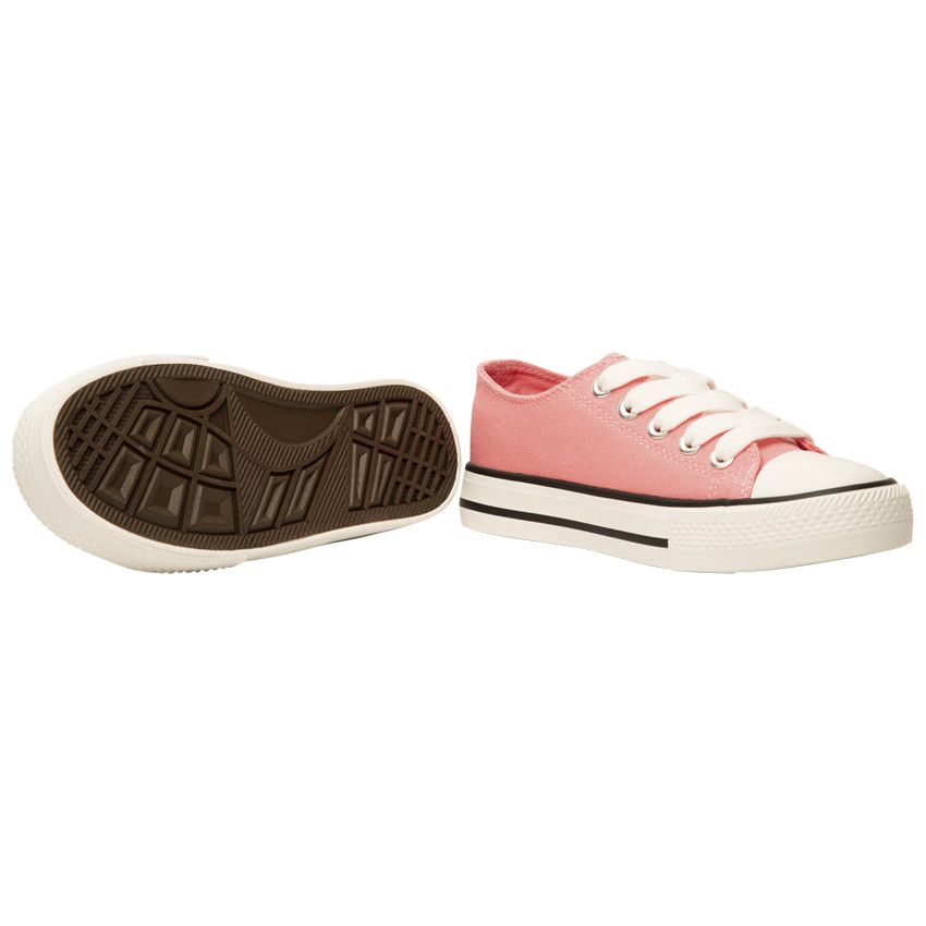 Baskets basses en toile roses avec lacets pour fille - Multicolore