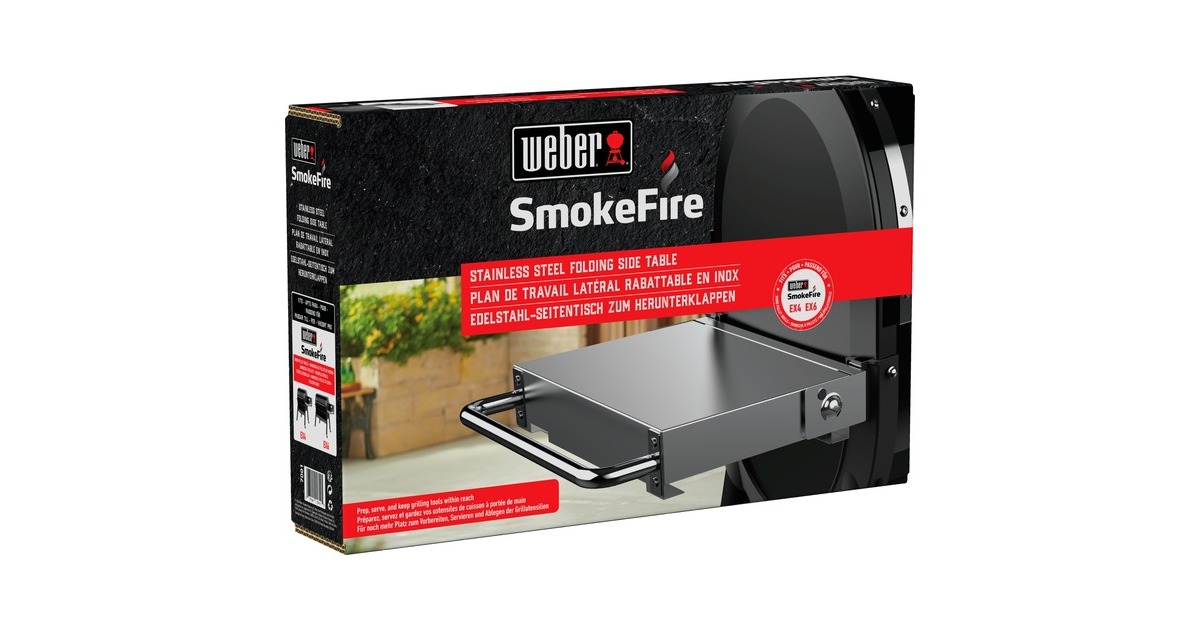 WeberRoestvrijstalen opklapbare zijtafel - SmokeFire EX4 en EX6  (Roestvrij staal)