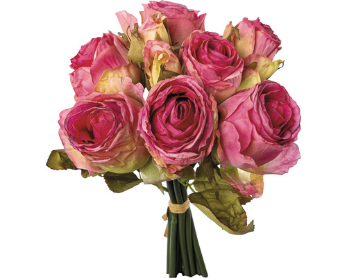 Kunstrozenboeket, Ø 16 cm, hoogte: 29 cm, roze
