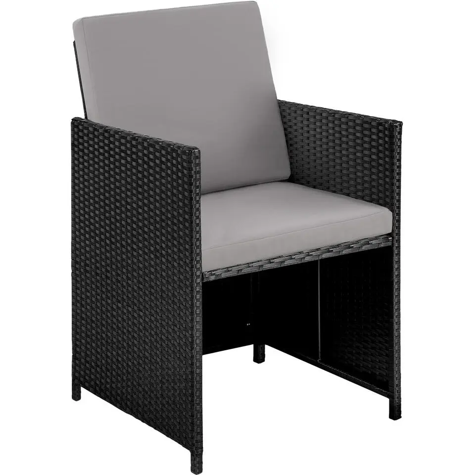 tectake Wicker tuinset Palma 8 4 1 met beschermhoes - Zwart / Grijs